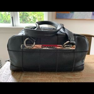 Authentic CHANEL square quilt LAX bowling bag